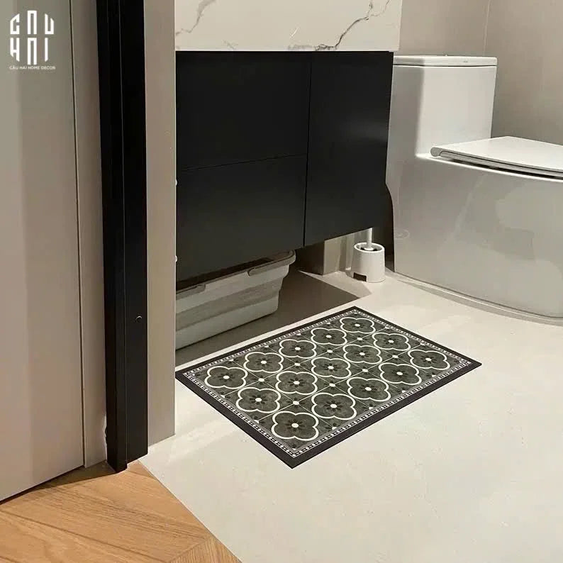 THẢM CỬA DA 60X90 - OLIVE GREEN PETALS - DOOR MAT - CẬU HAI HOME DECOR