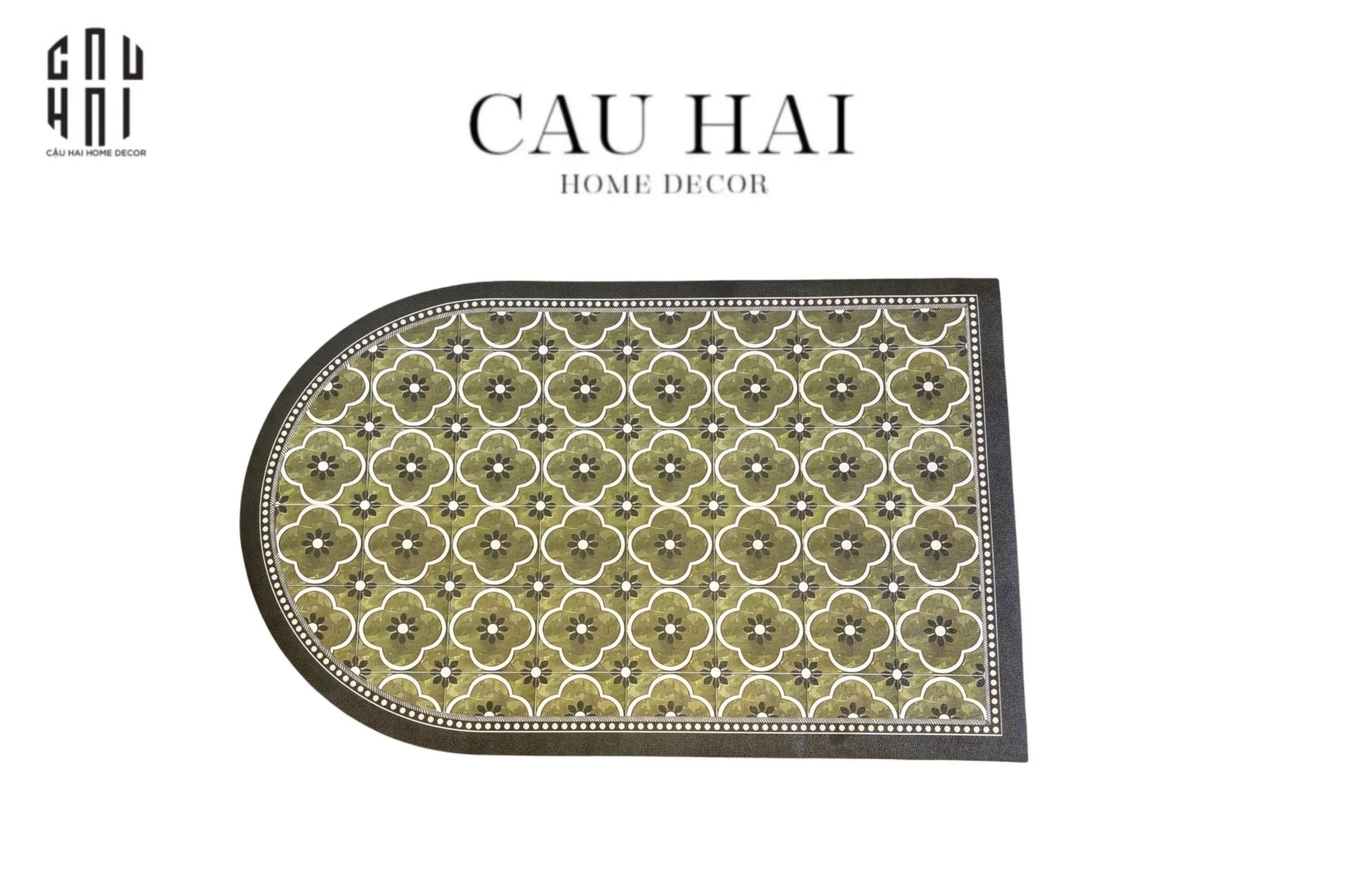 THẢM CỬA DA 90X120 OLIVE GREEN PETALS - CẬU HAI HOME DECOR