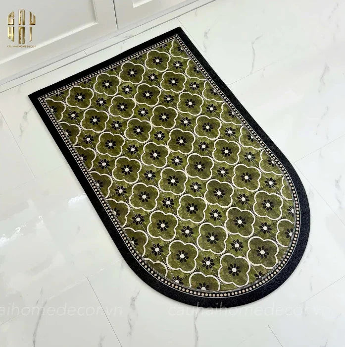 THẢM CỬA DA 90X120 OLIVE GREEN PETALS - CẬU HAI HOME DECOR