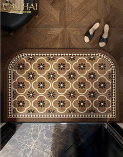 Thảm Cửa Da Cao Cấp - Water & Oil Repellent 60X90 - Olive Green Petals-CẬU HAI HOME DECOR