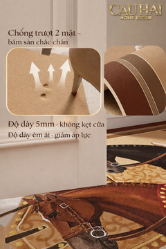 Thảm Cứa Da Cao Cấp - Water & Oil Repellent 80x120 Ngựa Kỵ Mã Hoàng Gia - Royaux Chevaux-CẬU HAI HOME DECOR