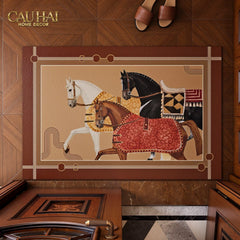 Thảm Cứa Da Cao Cấp - Water & Oil Repellent 80x120 Ngựa Kỵ Mã Hoàng Gia - Royaux Chevaux-CẬU HAI HOME DECOR