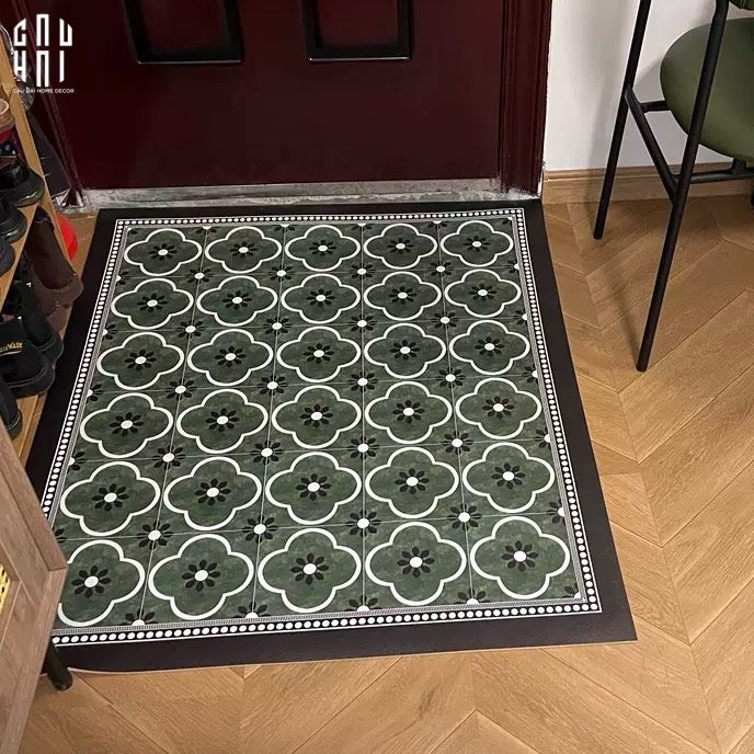 Thảm Cửa Da Chữ Nhật 60X90 - Olive Green Petals - Door Mat-CẬU HAI HOME DECOR