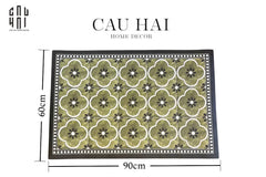 Thảm Cửa Da Chữ Nhật 60X90 - Olive Green Petals - Door Mat-CẬU HAI HOME DECOR