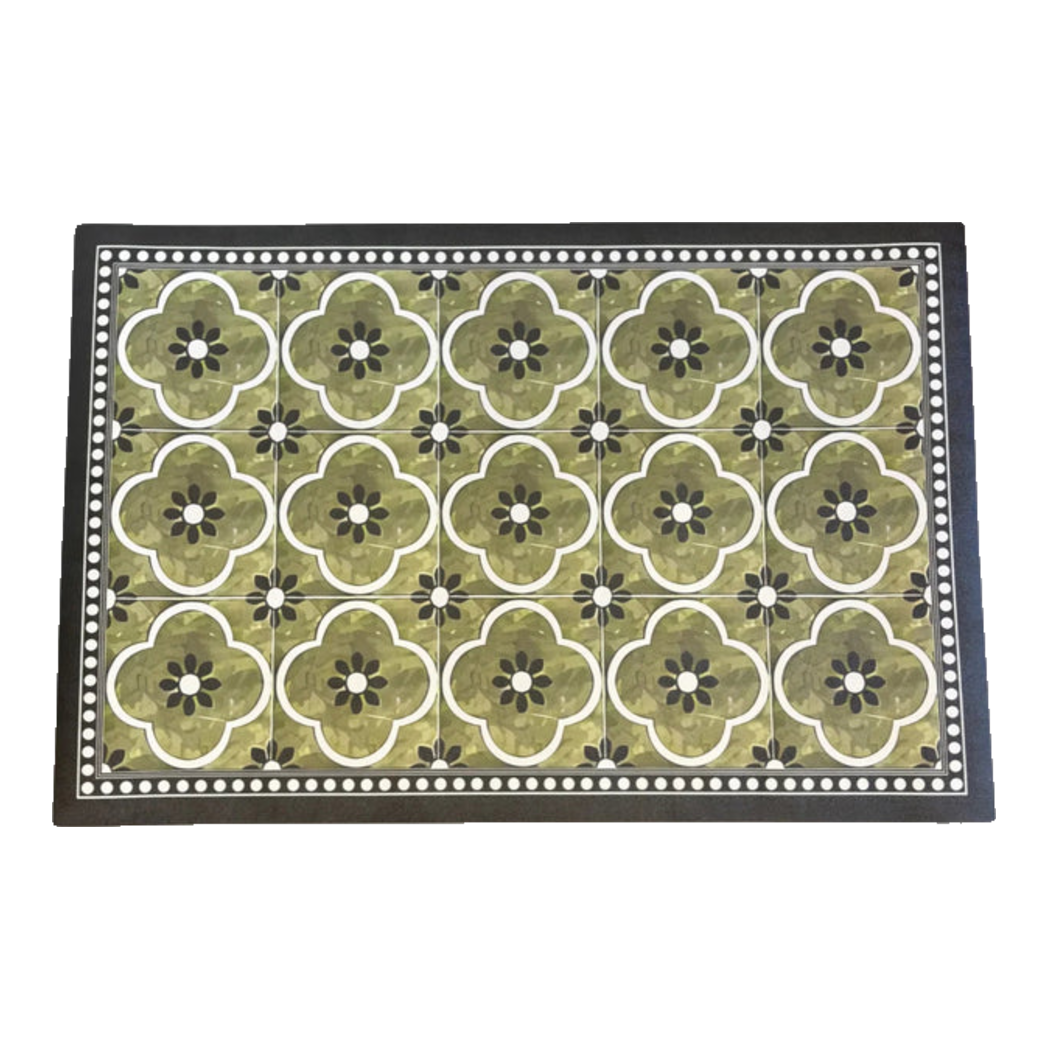 Thảm Cửa Da Chữ Nhật 60X90 - Olive Green Petals - Door Mat-THẢM CỬA-Đối tác tại Trung Quốc theo từng đơn đặt hàng-CẬU HAI HOME DECOR