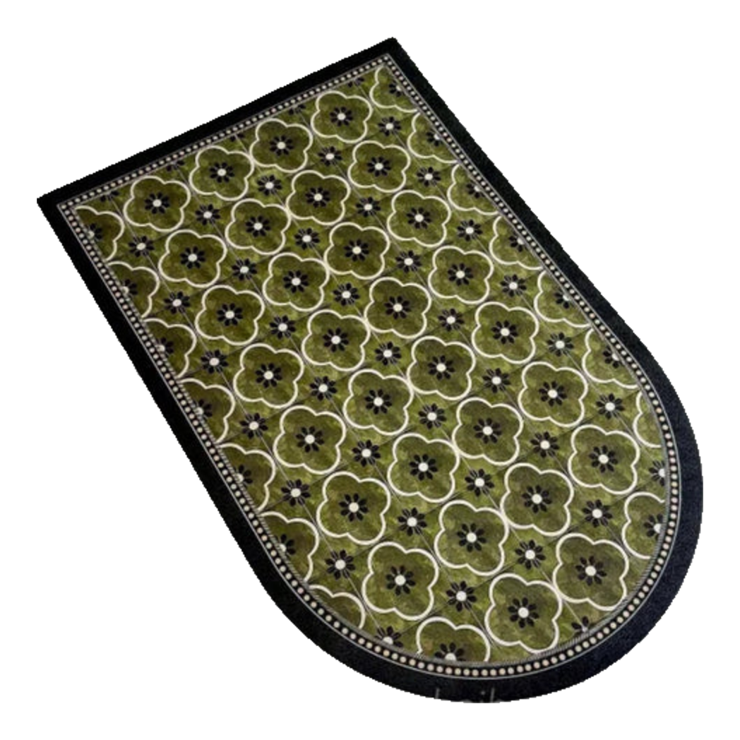 Thảm Cửa Da Oval - 90X120 Olive Green Petals-THẢM CỬA-Đối tác tại Trung Quốc theo từng đơn đặt hàng-CẬU HAI HOME DECOR