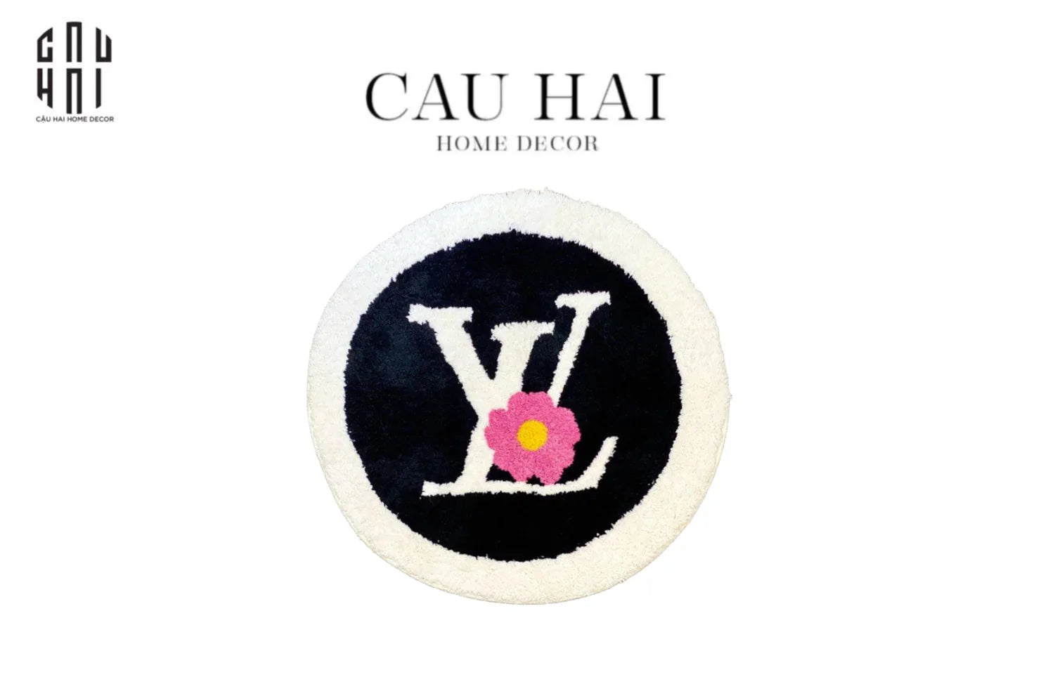 THẢM TRÒN SỢI DỆT - D80/D100 LOUIS V -BLANC OU NOIR - CẬU HAI HOME DECOR