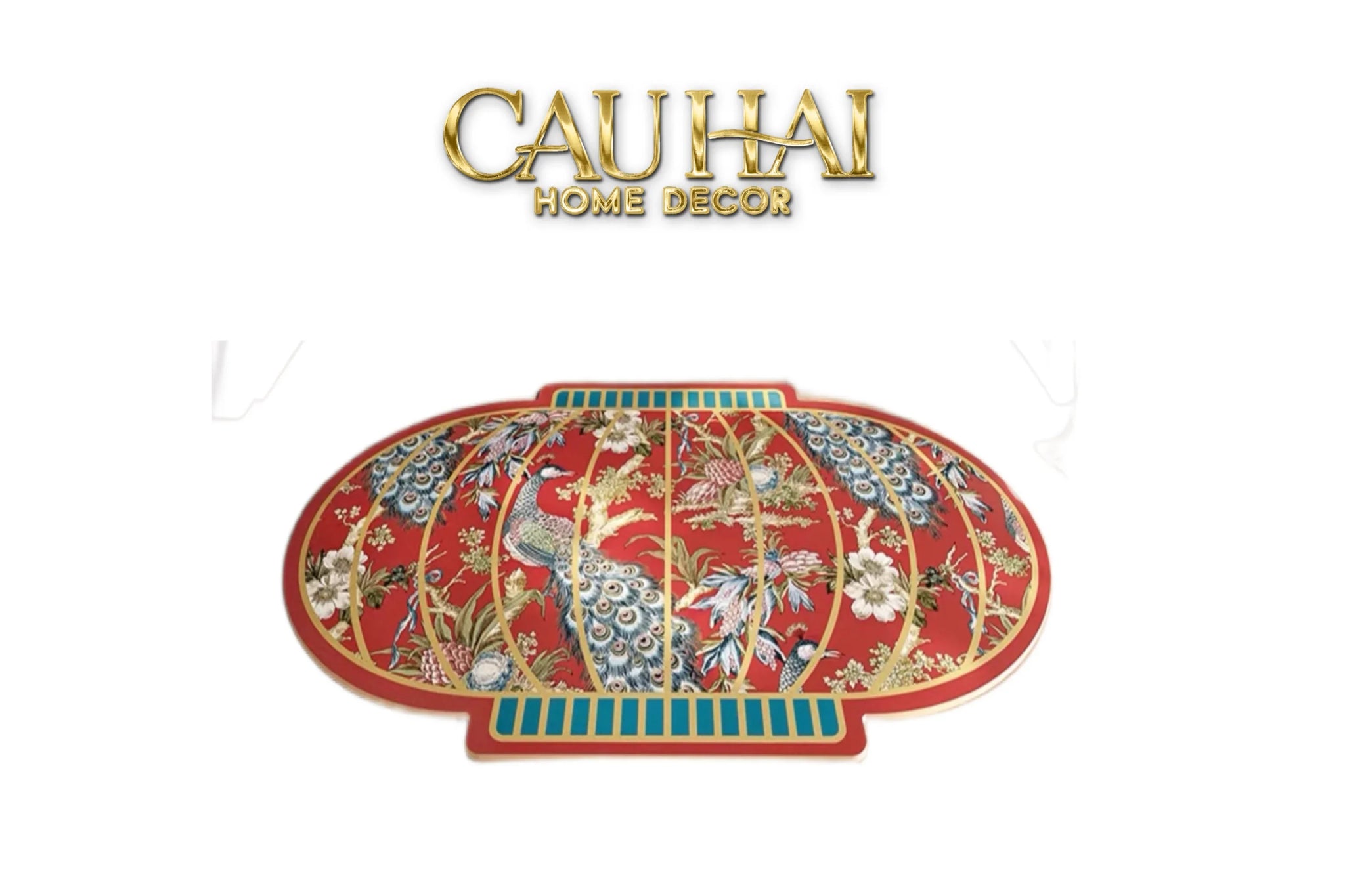 Thảm Cửa Micro Nappa Gen8 50x80 - Khổng Tước Hỷ Mãn Đường - Lantern Dynasty Paon-CẬU HAI HOME DECOR