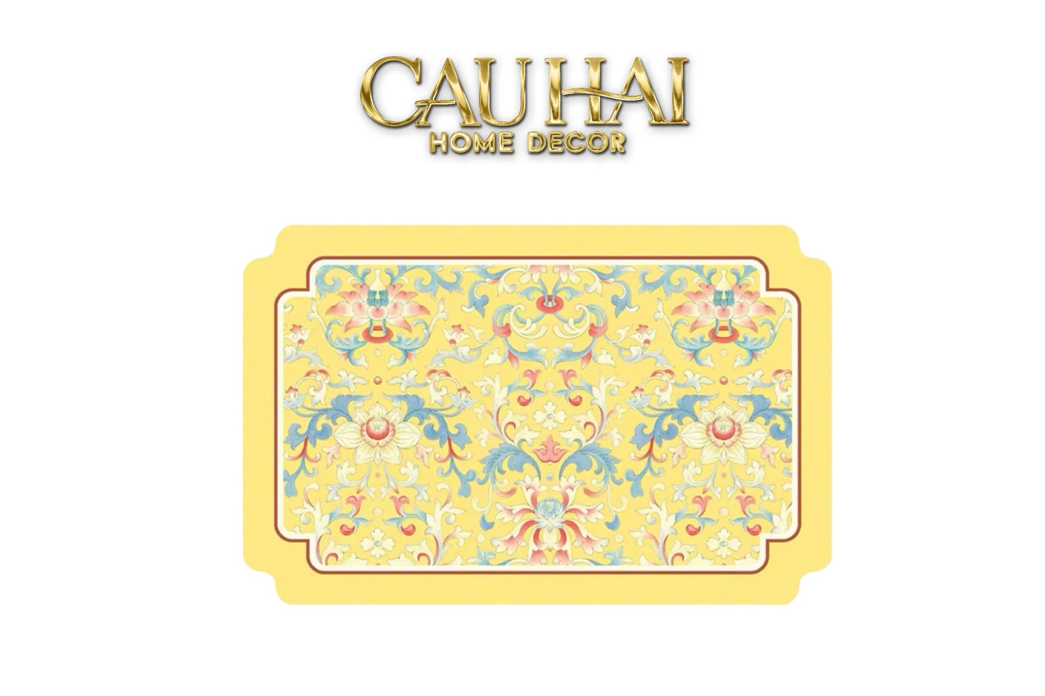 Thảm Cửa Microfiber 50x75 Hoa Văn Đối Xứng - Florals en Pastel Symétrique-CẬU HAI HOME DECOR