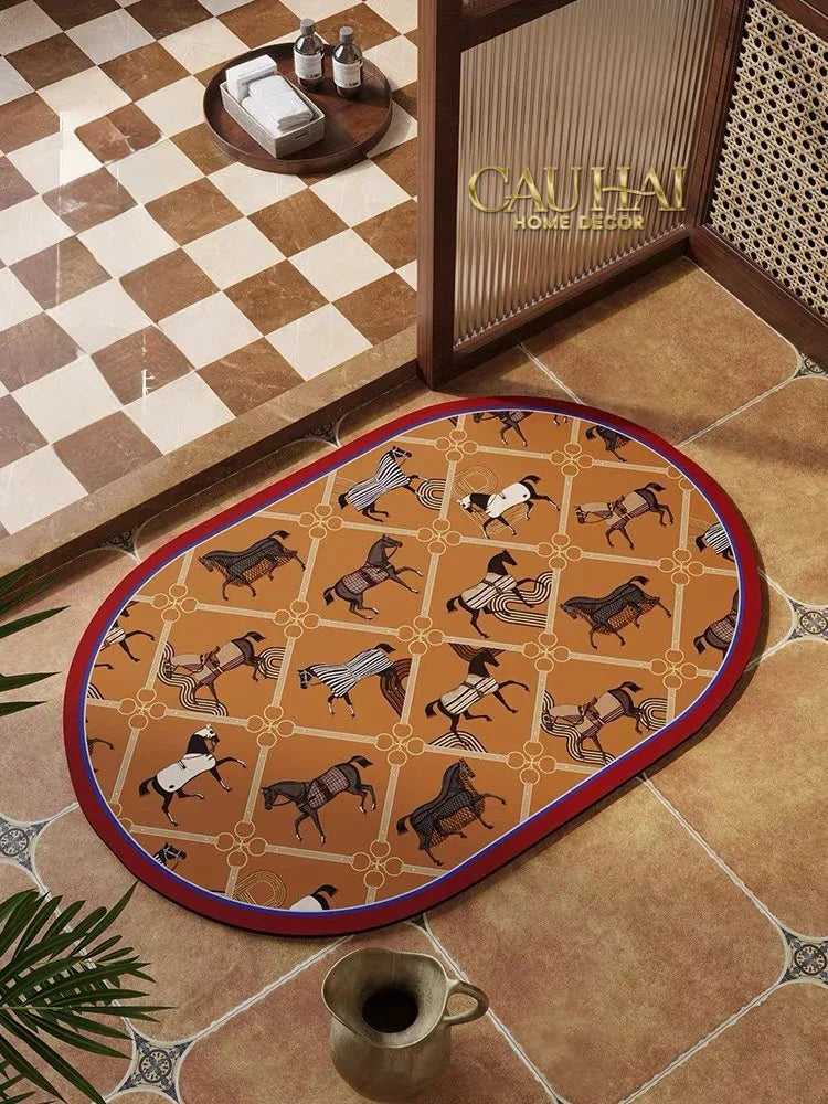 Thảm Cửa Microfiber 50x75 Vermillion Squares Patchwork Équestre-THẢM CỬA-CẬU HAI HOME DECOR-CẬU HAI HOME DECOR