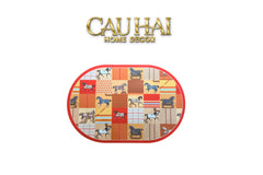 Thảm Cửa Microfiber 50x75 Vermillion Squares Patchwork Équestre-CẬU HAI HOME DECOR