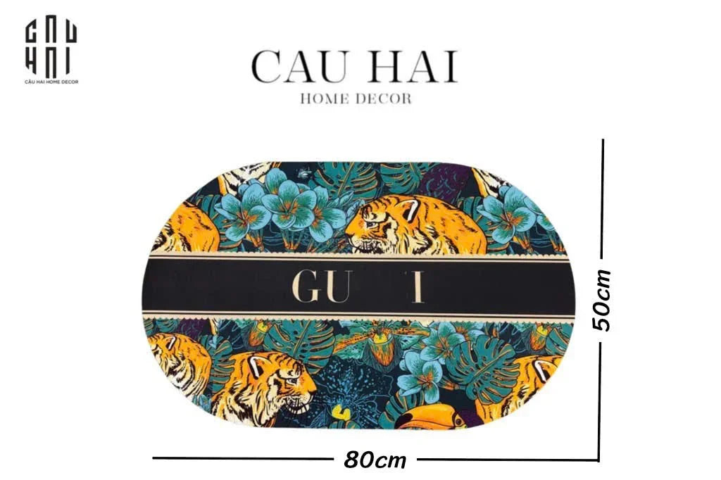 THẢM CỬA MICROFIBER 50X80 - WILD CHIC GG DOOR MAT-CẬU HAI HOME DECOR