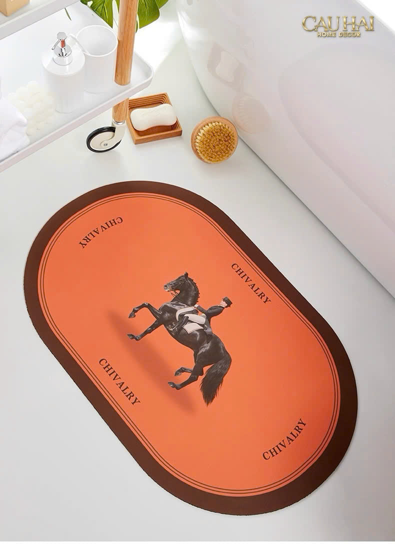 THẢM CỬA MICROFIBER 60X90 - CHIVALRY HORSEMAN - CẬU HAI HOME DECOR