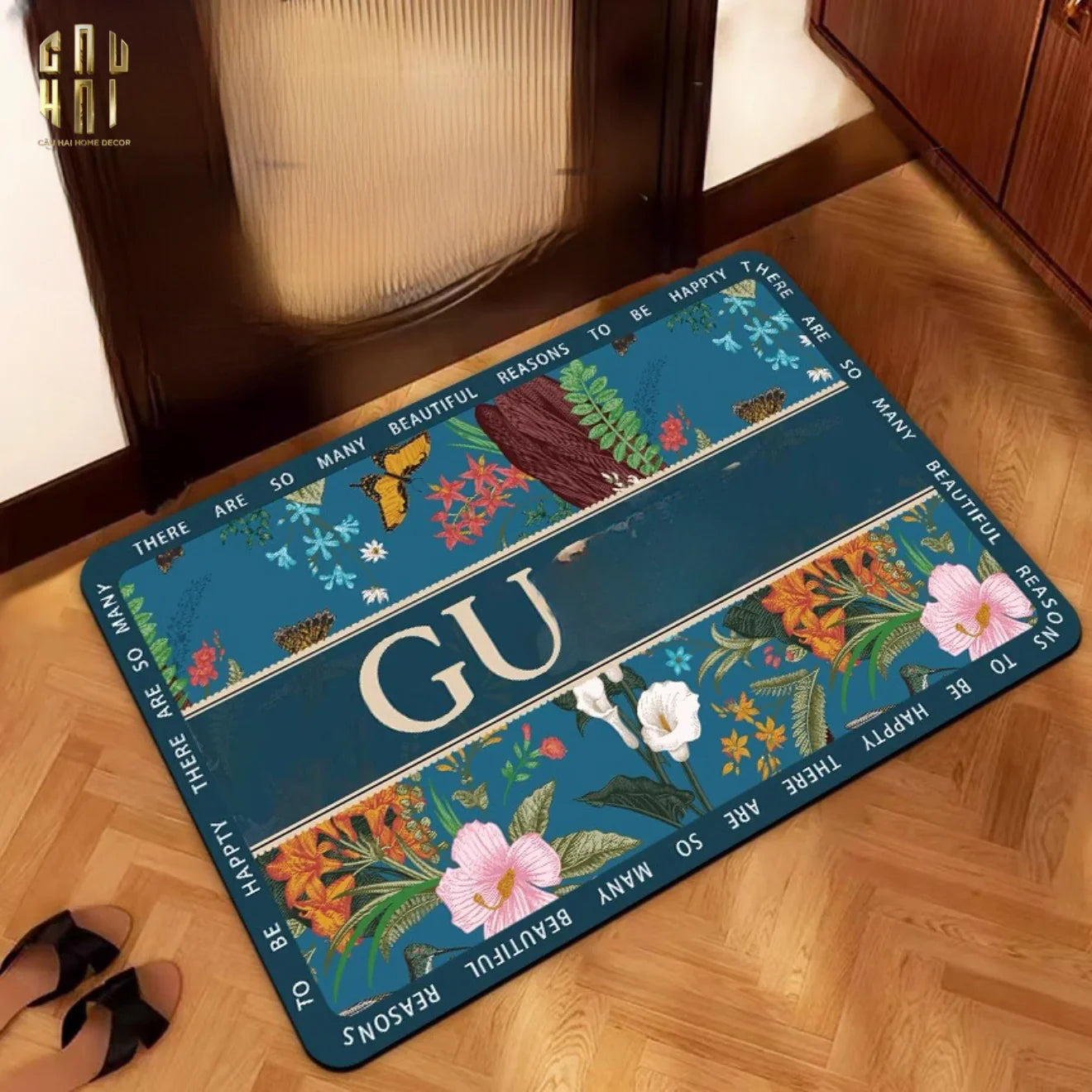 THẢM CỬA MICROFIBER 60x90 - JUNGLE GG - NAVY - CẬU HAI HOME DECOR