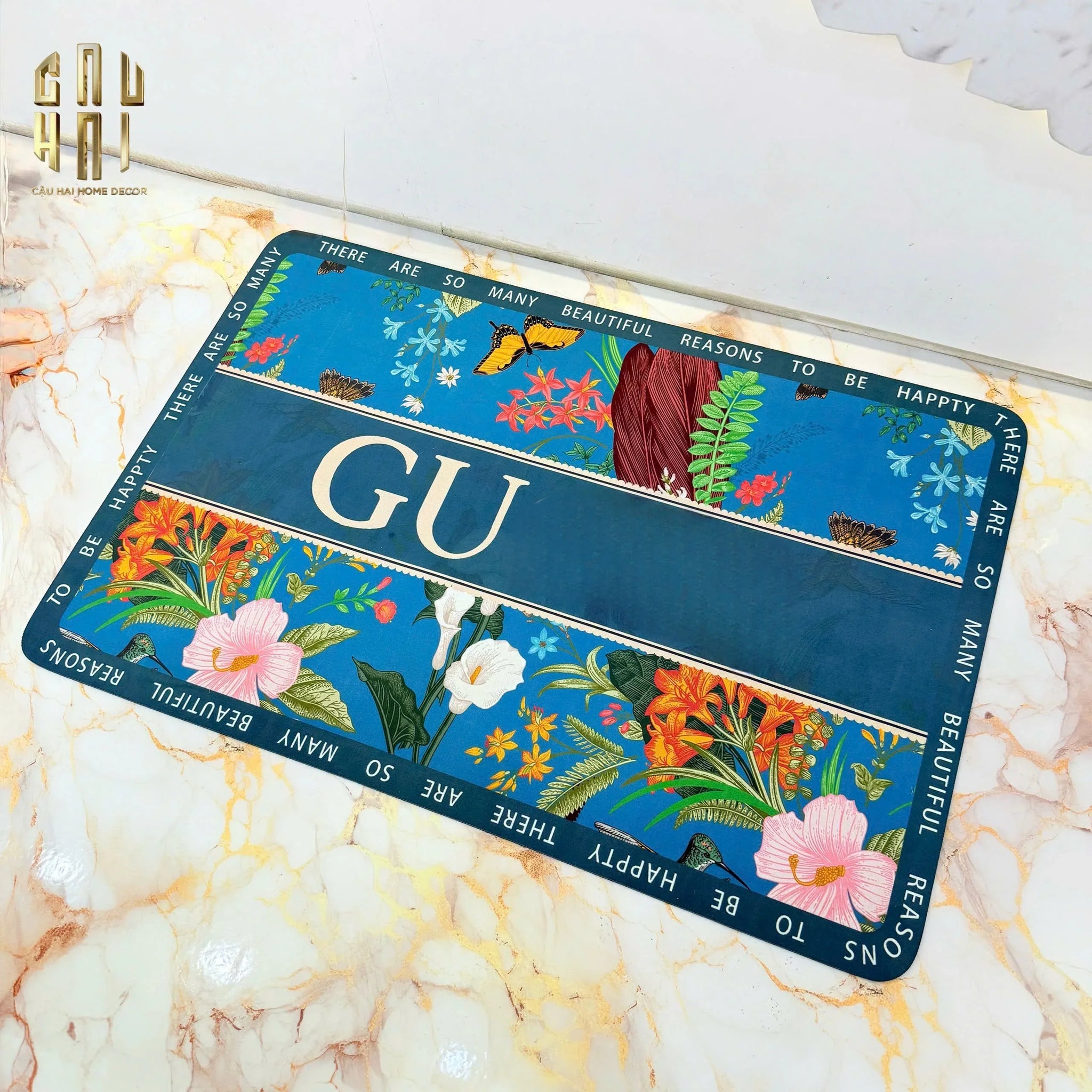 Thảm Cửa Microfiber 60X90 - Jungle Gg - Navy-CẬU HAI HOME DECOR