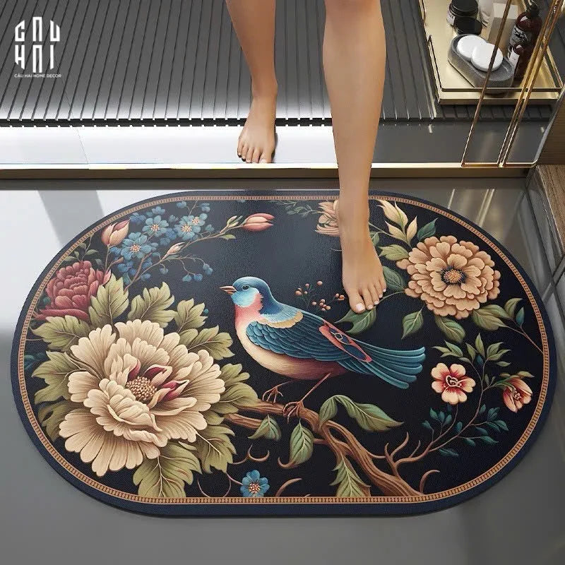 THẢM CỬA MICROFIBER 60x90 - LAM CẨM HOA - DOOR MAT-CẬU HAI HOME DECOR