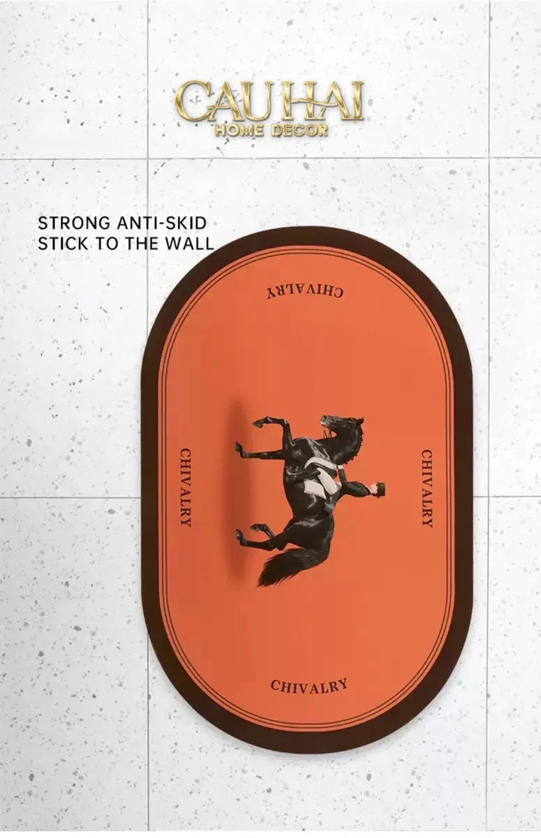 Thảm Cửa Microfiber 60X90 Màu Cam Đặc Trưng - Chivalry Polo Horseman Équestre-CẬU HAI HOME DECOR