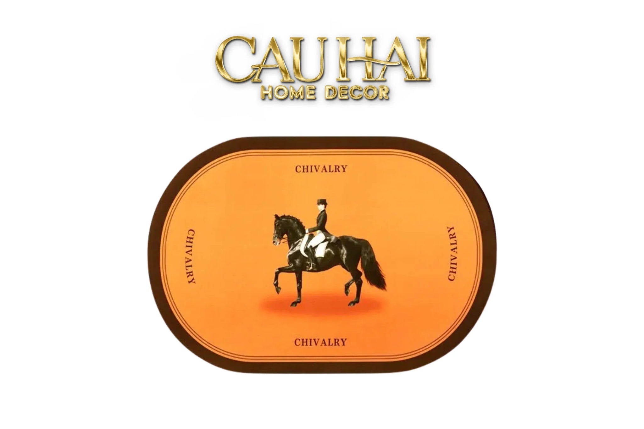 Thảm Cửa Microfiber 60X90 Màu Cam Đặc Trưng - Chivalry Polo Horseman Équestre-CẬU HAI HOME DECOR