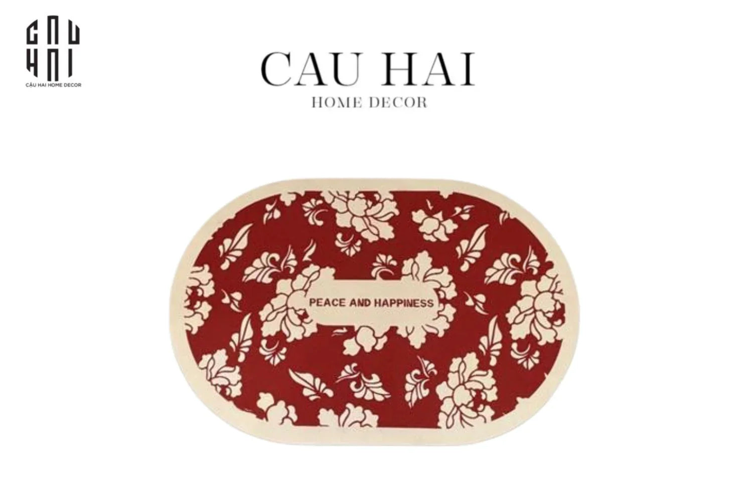 THẢM CỬA MICROFIBER 60x90 - P&H RED FLOWER DOOR MAT - CẬU HAI HOME DECOR