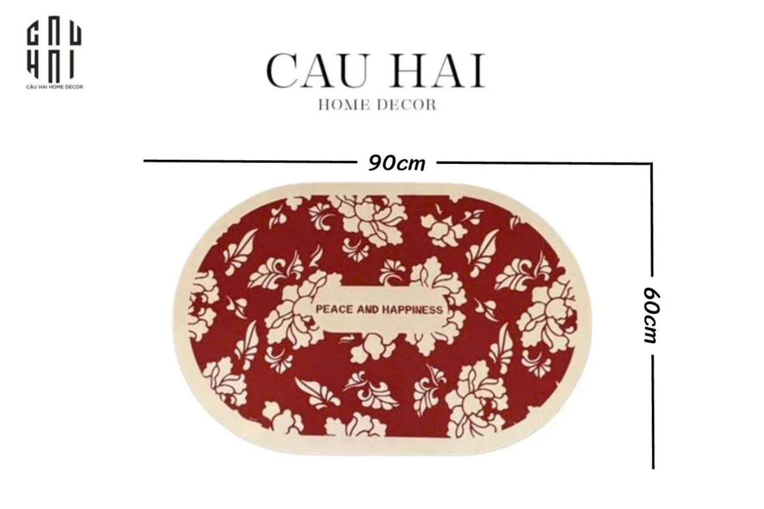 THẢM CỬA MICROFIBER 60x90 - P&H RED FLOWER DOOR MAT - CẬU HAI HOME DECOR