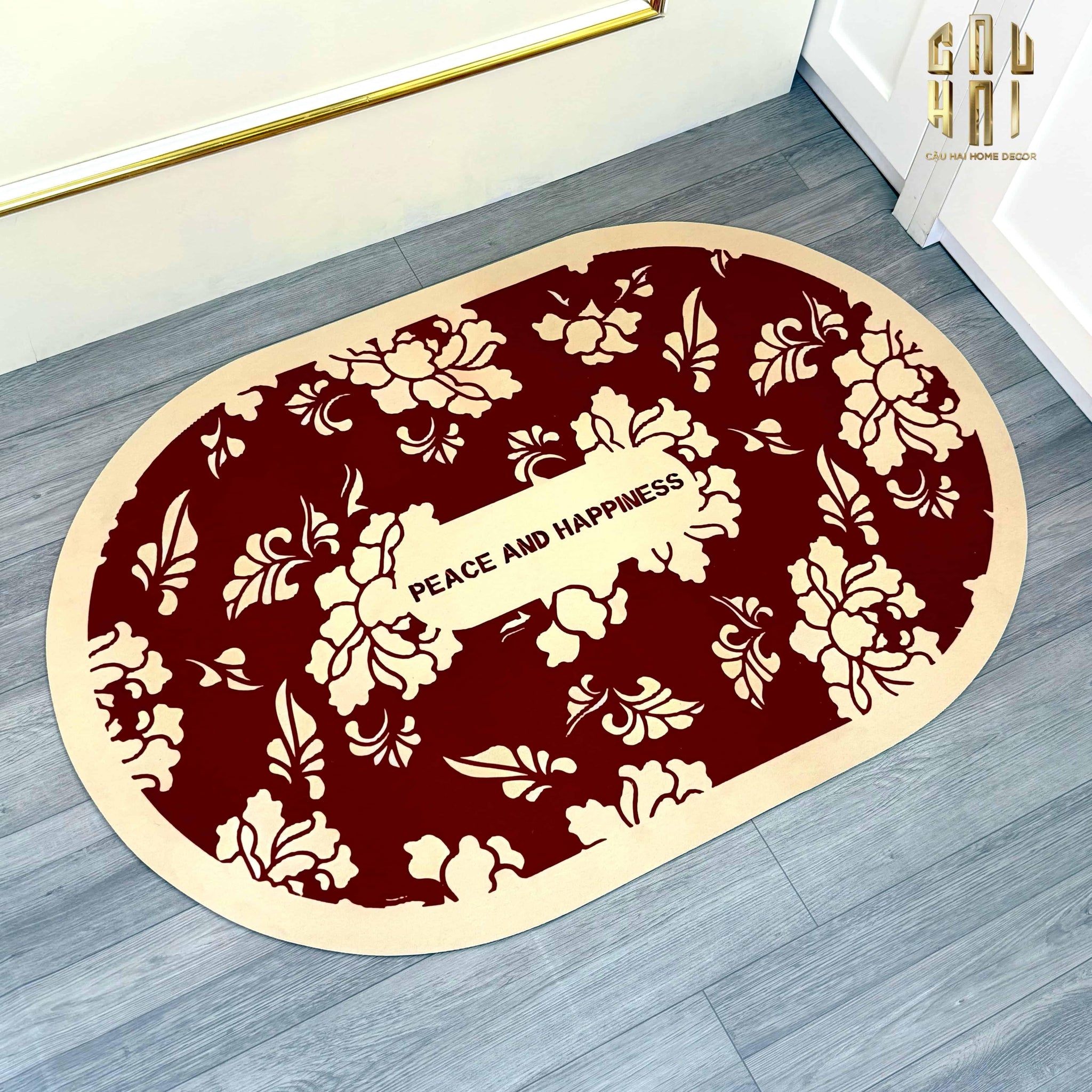 THẢM CỬA MICROFIBER 60x90 - P&H RED FLOWER DOOR MAT-CẬU HAI HOME DECOR