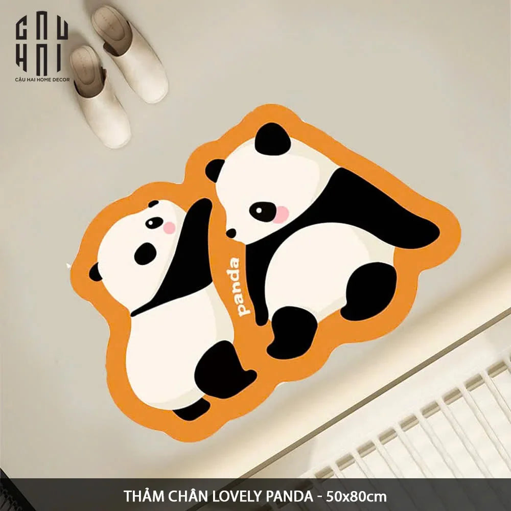 THẢM CỬA MICROFIBER - DOOR MAT - 50x80 LOVELY PANDA-CẬU HAI HOME DECOR