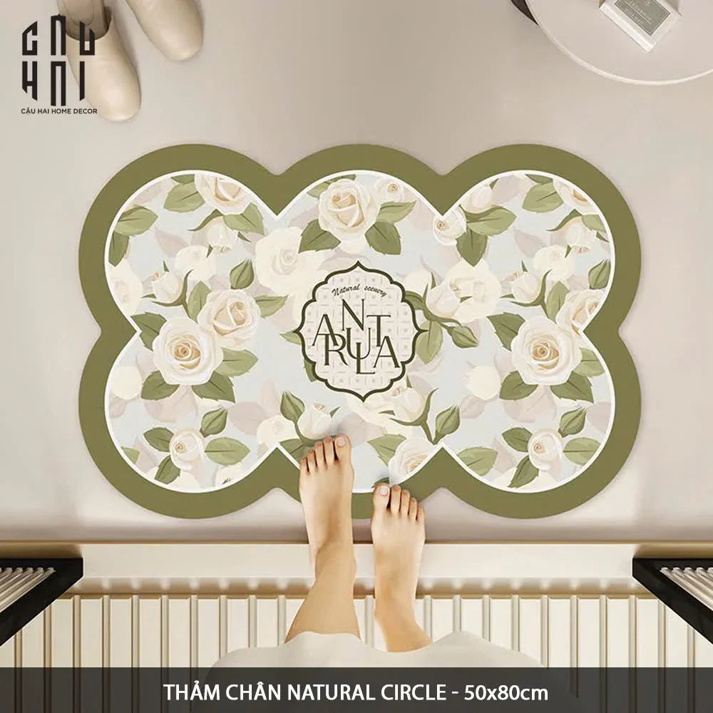 THẢM CỬA MICROFIBER - DOOR MAT - 50x80 NATURAL CIRCLE-CẬU HAI HOME DECOR