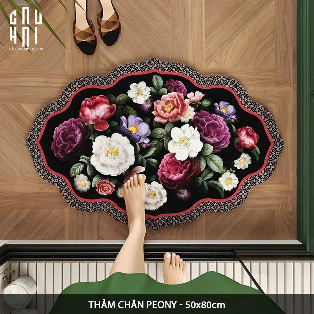 THẢM CỬA MICROFIBER - DOOR MAT - 50x80 PEONY-CẬU HAI HOME DECOR