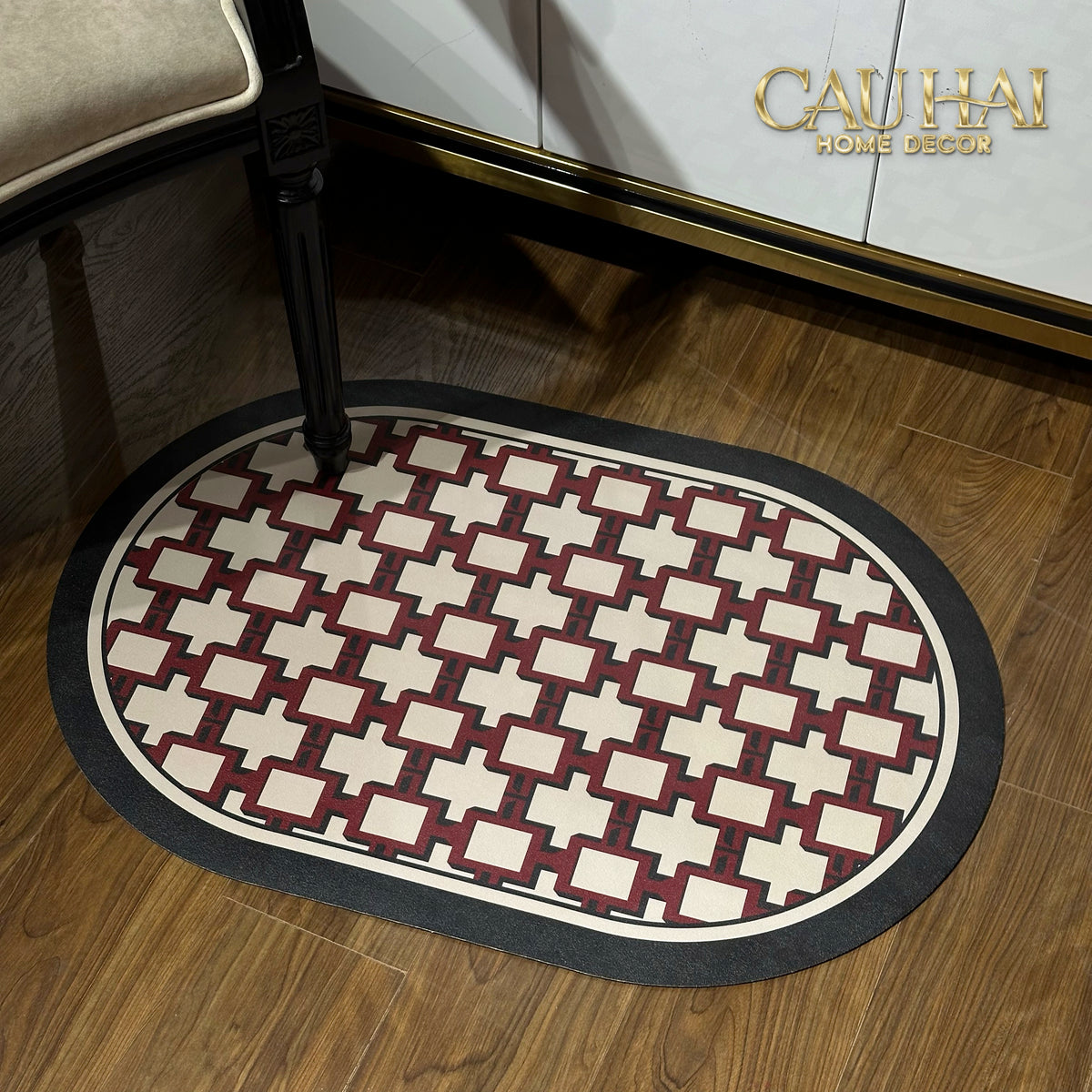 Thảm Cửa Microfiber Gen5 50x80 - Héritage Rouge Carmen Treillis Oval-THẢM CỬA-Đối tác tại Trung Quốc theo từng đơn đặt hàng-CẬU HAI HOME DECOR