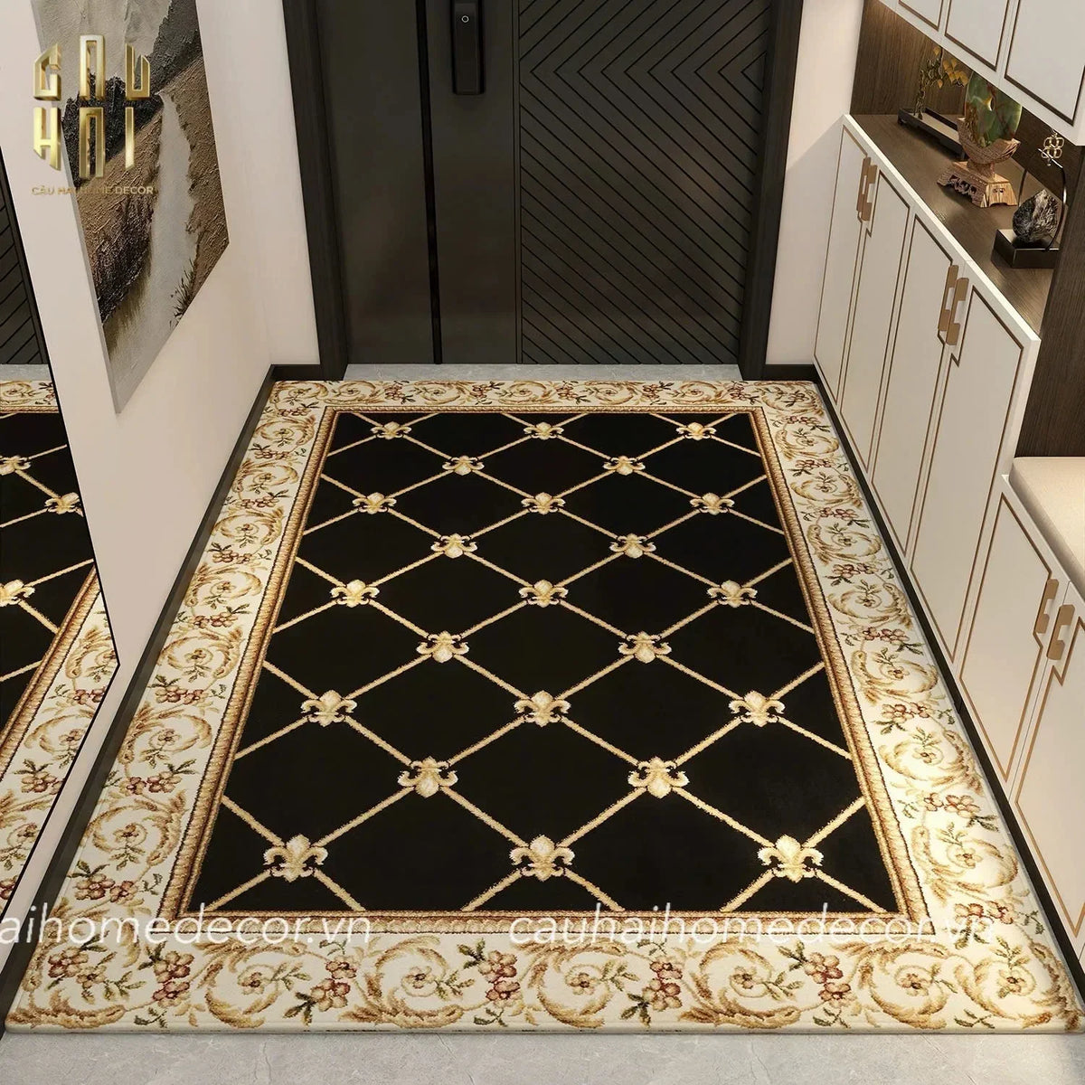 Thảm Cửa Nhung Bỉ 100X140 - Ancient Roman Royal Blue Premium Door Mat-THẢM CỬA-Đối tác tại Trung Quốc theo từng đơn đặt hàng-CẬU HAI HOME DECOR