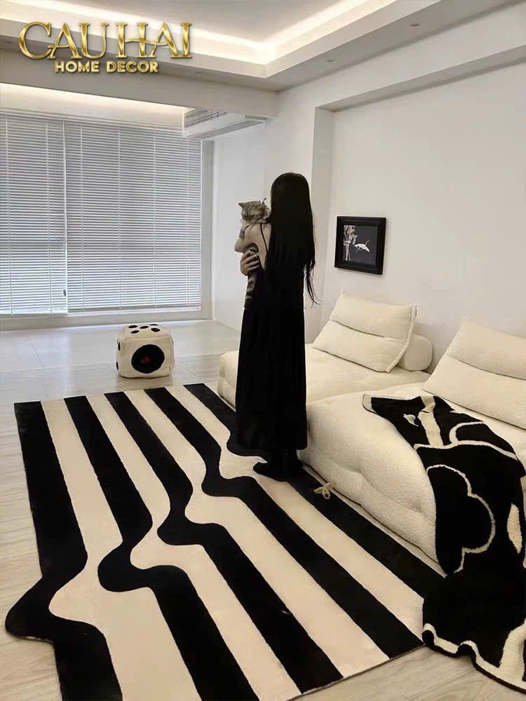 THẢM CỬA NHUNG BỈ 100×140 - STRIPE WAVE RÉFLECTION - CẬU HAI HOME DECOR