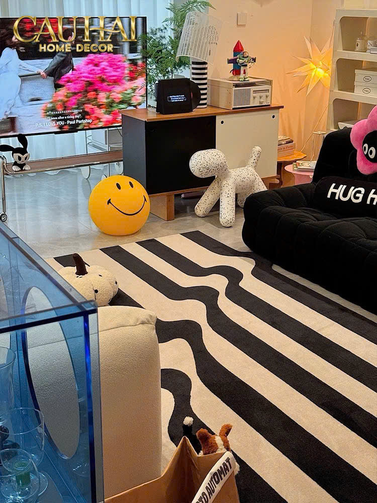 THẢM CỬA NHUNG BỈ 100×140 - STRIPE WAVE RÉFLECTION - CẬU HAI HOME DECOR