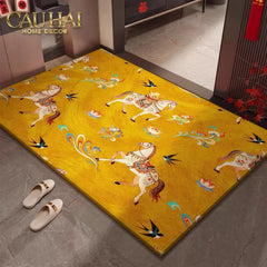 Thảm Cửa Nhung Bỉ 80x100 - Chu Mã Tứ Hỷ - Crimson Rouge Chevaux Royaux-CẬU HAI HOME DECOR
