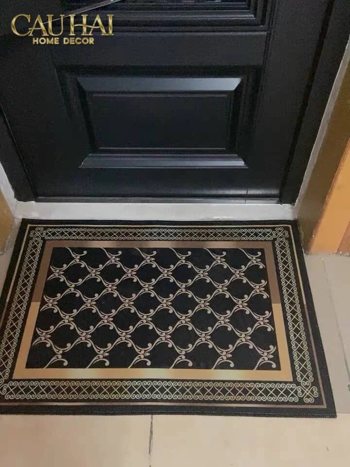 Thảm Cửa Nhung Pha Lê Cao Cấp - 80x120 Impérial Roman Gold Scroll Border Premium Rugs-CẬU HAI HOME DECOR