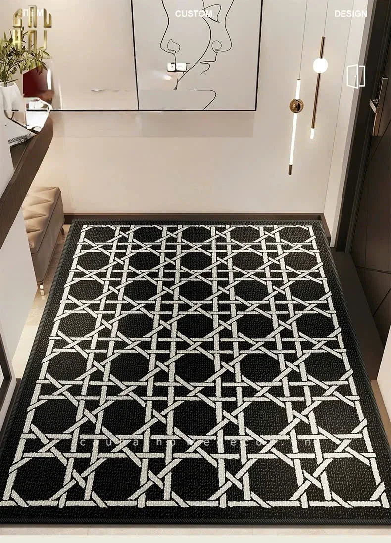 Thảm Cửa Sợi Poly Đan Vòng 100X120 Cannage D.O - Noir-CẬU HAI HOME DECOR