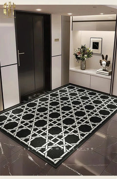 Thảm Cửa Sợi Poly Đan Vòng 100X120 Cannage D.O - Noir-CẬU HAI HOME DECOR