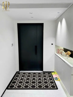 Thảm Cửa Sợi Poly Đan Vòng 100X120 Cannage D.O - Noir-CẬU HAI HOME DECOR