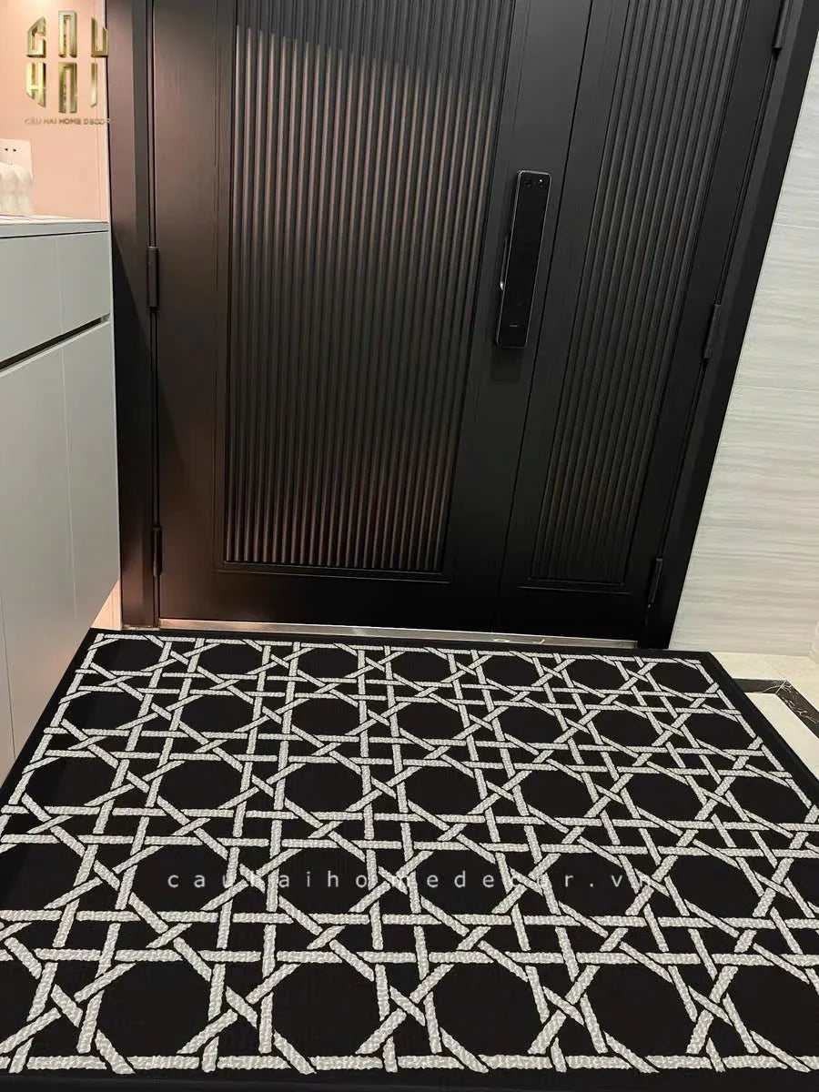 Thảm Cửa Sợi Poly Đan Vòng 100X120 Cannage D.O - Noir-CẬU HAI HOME DECOR