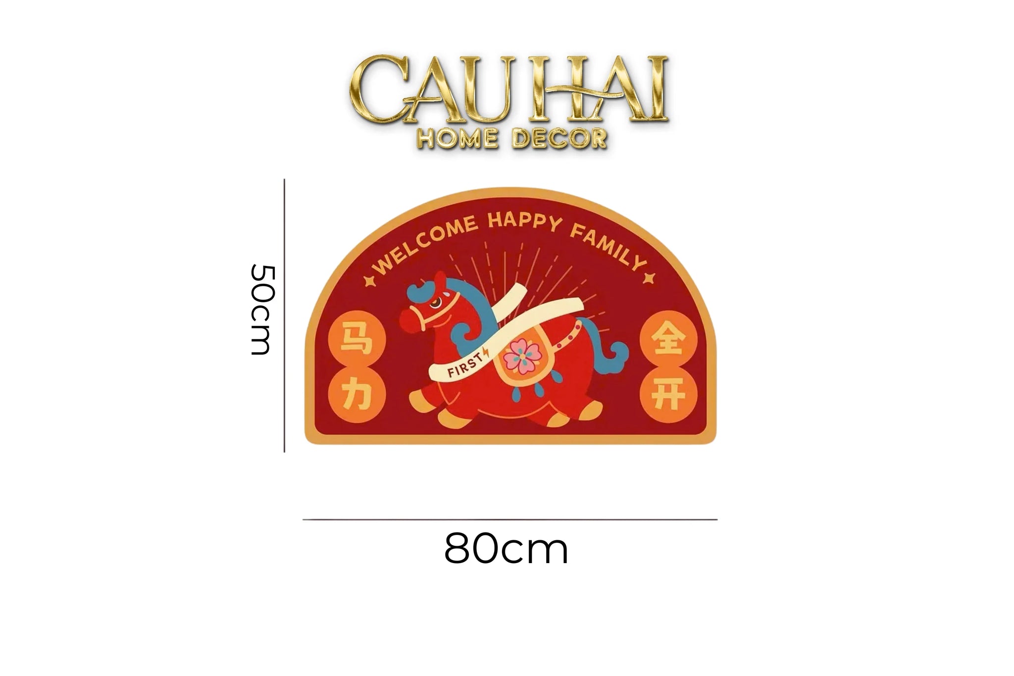 Thảm Cửa Sợi Poly - Hỷ Mã Nguyên Bảo 80x120-CẬU HAI HOME DECOR
