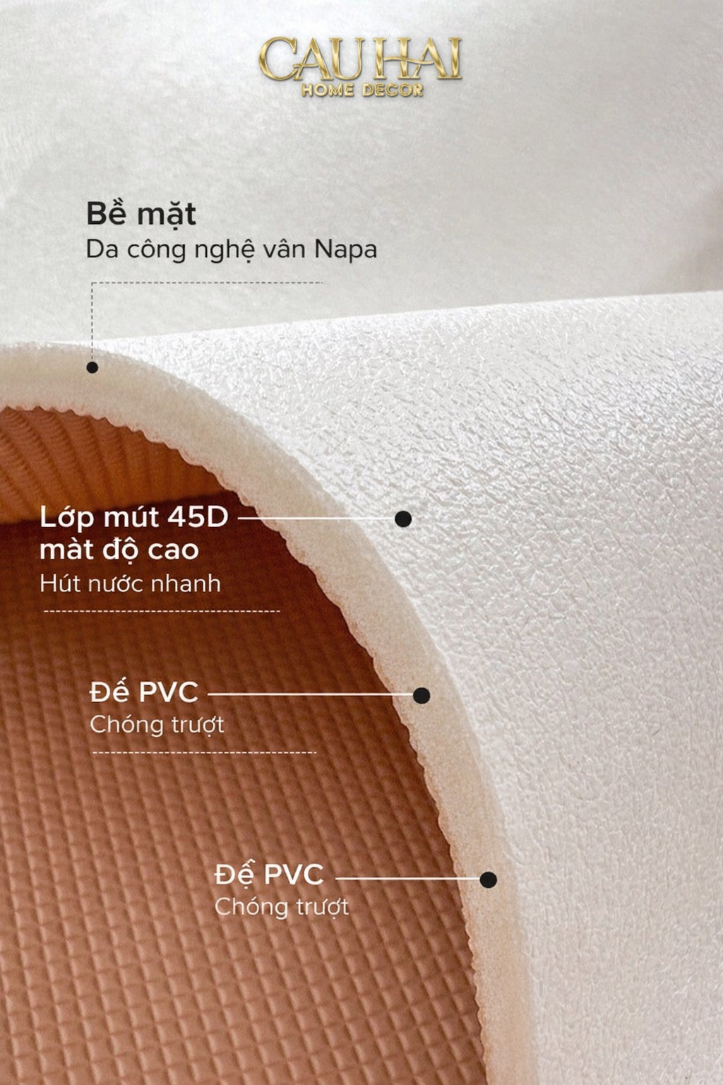Thảm Cửa Thảm Bathroom 60x90 45D Foam Core Nappa Gen9 - Chaîne D’Ancre Signature Terra H Class-CẬU HAI HOME DECOR