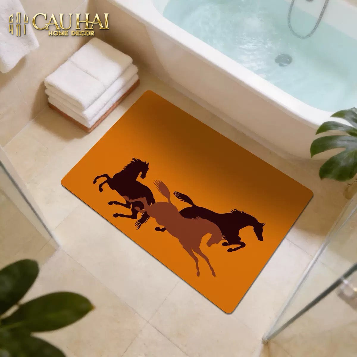 Thảm Cửa Thảm Bathroom 60x90 45D Foam Core Nappa Gen9 - Triptyque Stallions Terra H Class-CẬU HAI HOME DECOR