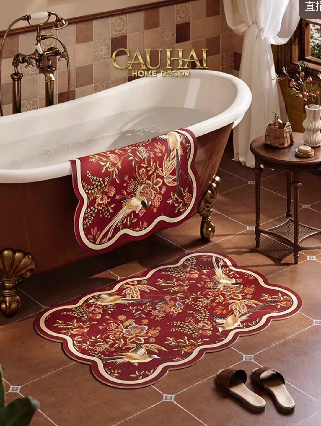 Thảm Cửa Thảm Bathroom Da Micro-Nappa Gen8 60X90 - Phoenix Dynasty Ruby Jardin - Da Thấm Hút-CẬU HAI HOME DECOR