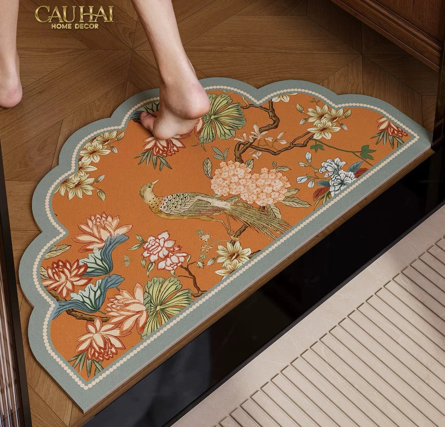 Thảm Cửa /Thảm Bathroom Micro-Nappa Gen8 45x80 Bird of Dynasty Ruyi Legacy-CẬU HAI HOME DECOR