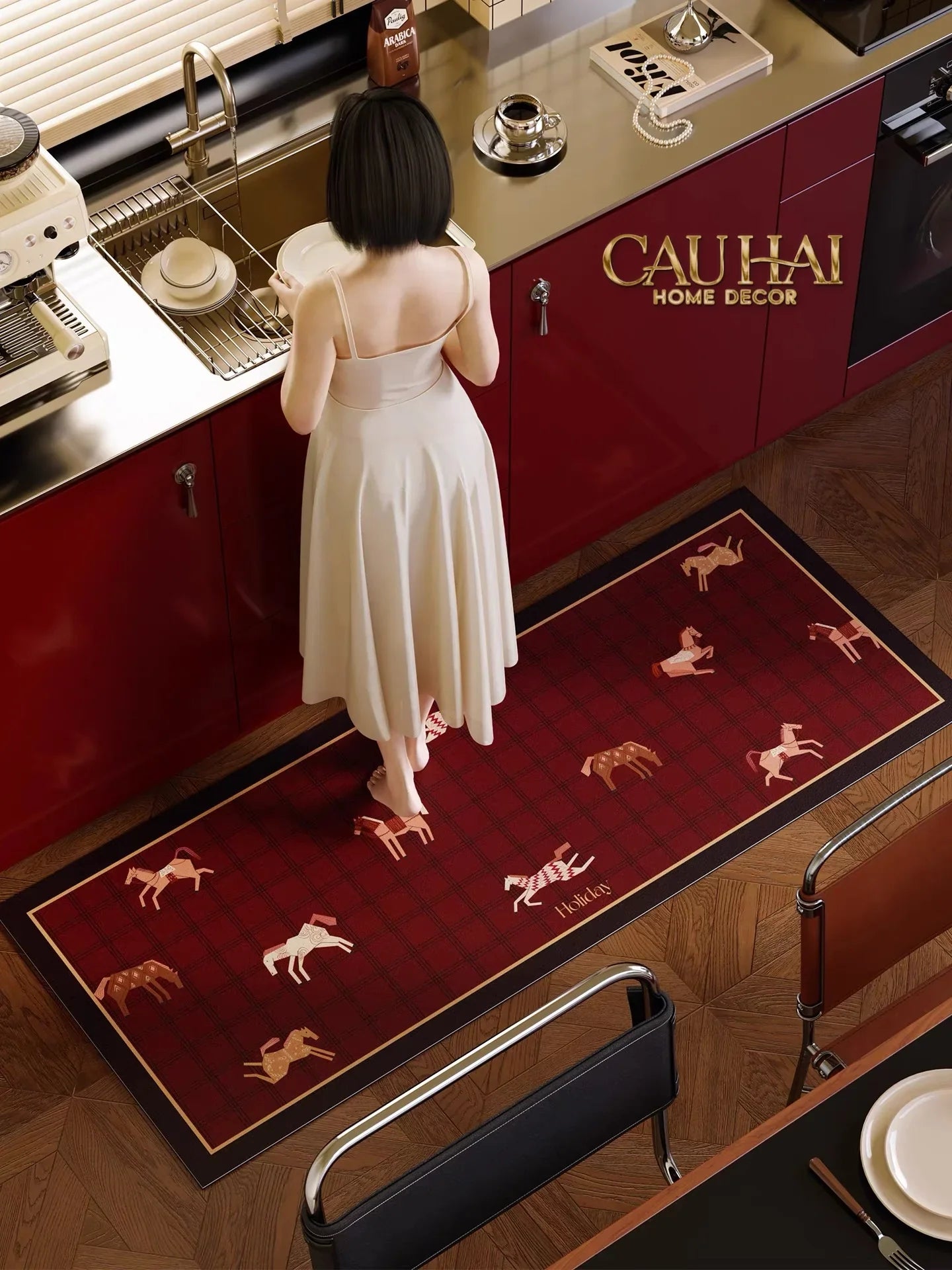 Thảm Cửa Thảm Bathroom Micro-Nappa Gen8 45x90 Rouge Équestre Pegasus Holiday-CẬU HAI HOME DECOR