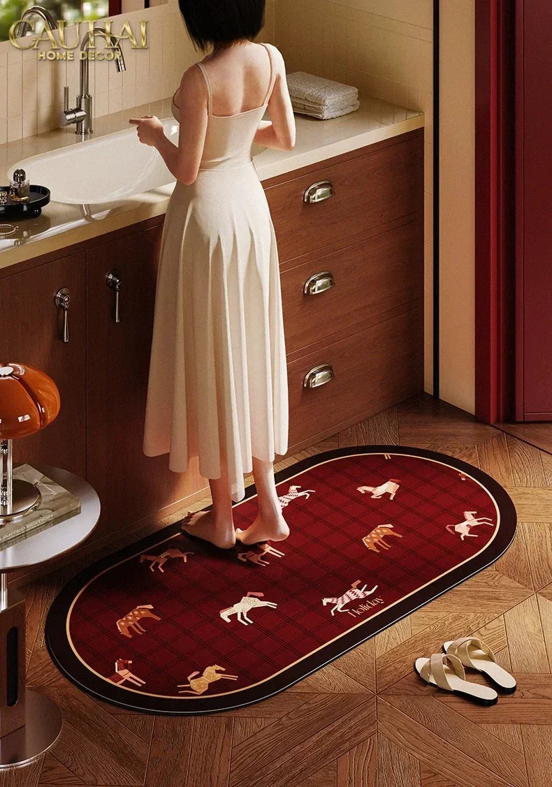 Thảm Cửa Thảm Bathroom Micro-Nappa Gen8 45x90 Rouge Équestre Pegasus Holiday-CẬU HAI HOME DECOR