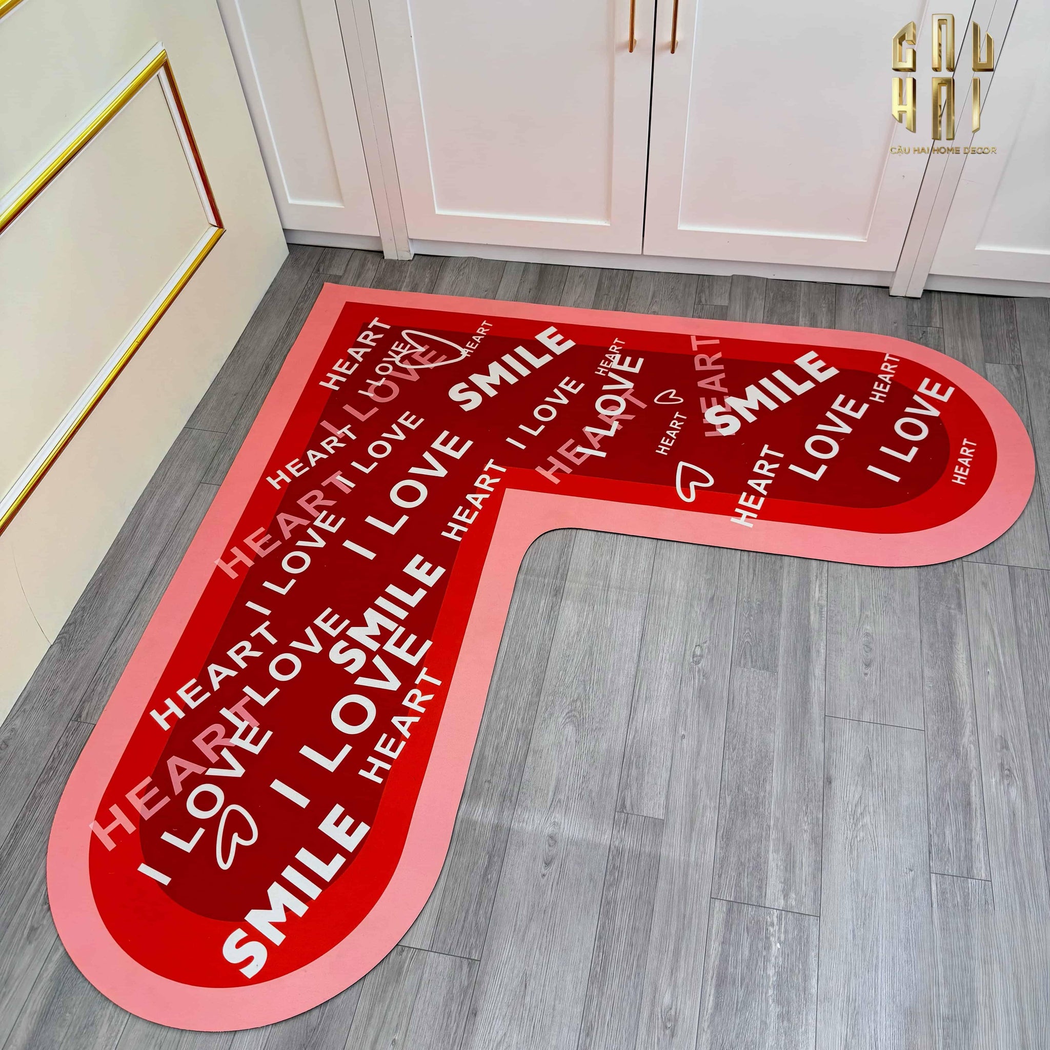 THẢM GÓC MICROFIBER 120x120 LOVE SMILE - DOOR MAT-CẬU HAI HOME DECOR