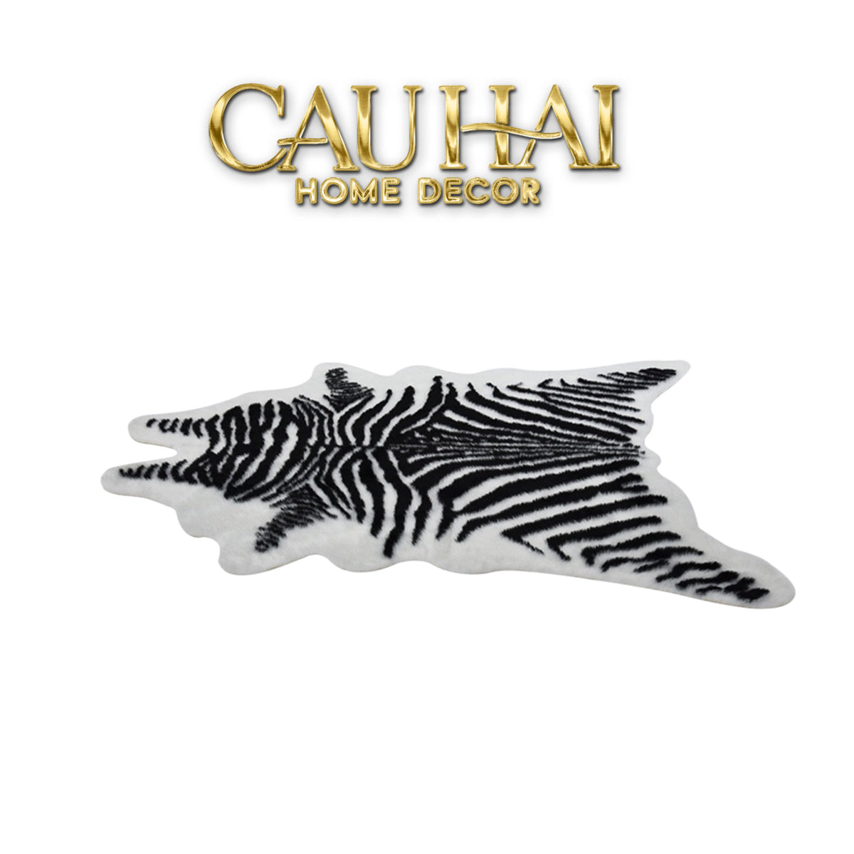Thảm Lông Faux Fur Zebra Hide Noir 85x110-Thảm Lông-Cậu Hai Home Decor-CẬU HAI HOME DECOR