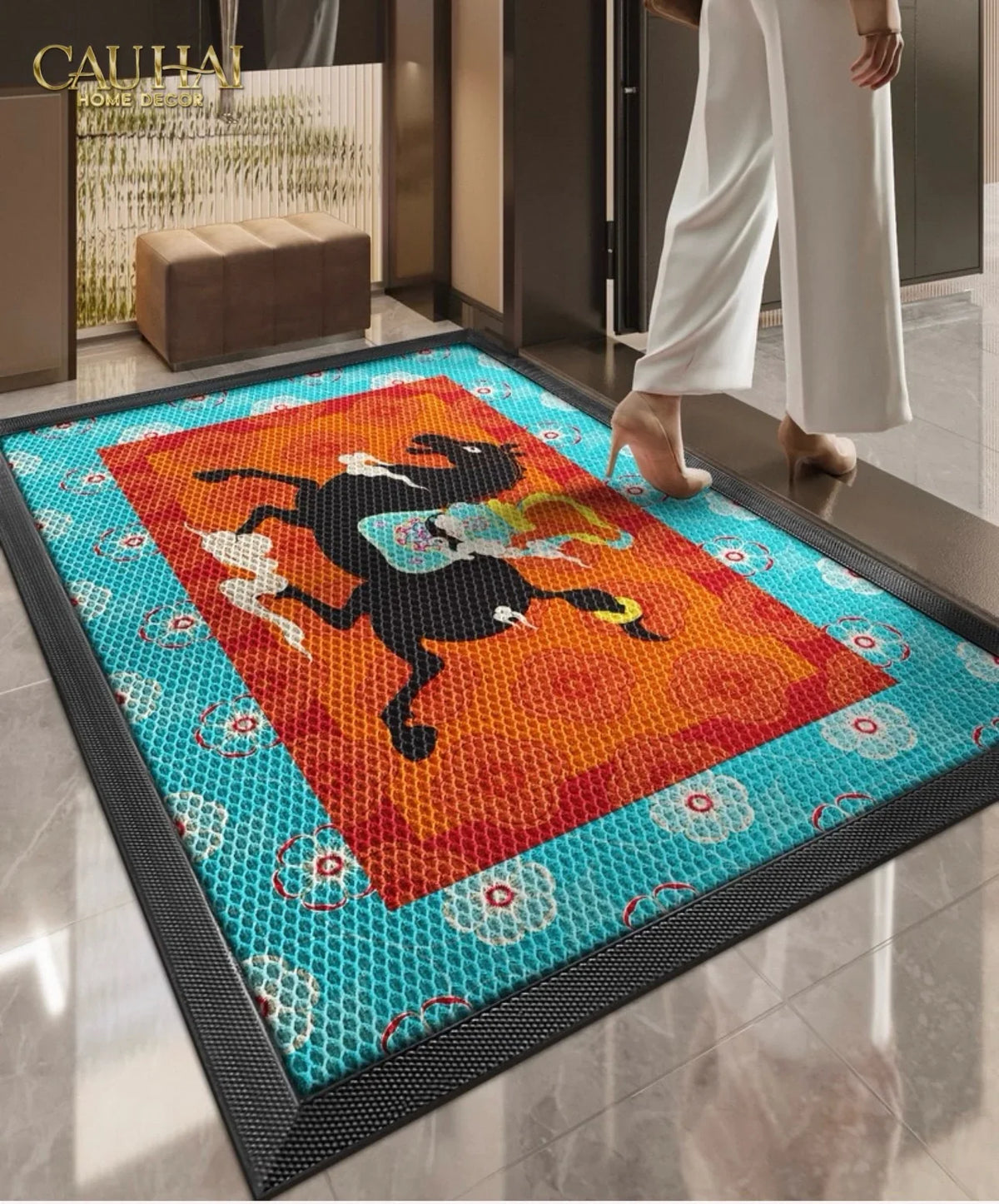 Thảm Ngăn Bụi Ngựa Ô Coil Fiber Đan Vòng 80x100 - Équestre Royale Cheval Anti-Dust 3D Mats-THẢM TRẢI SÀN-CẬU HAI HOME DECOR-CẬU HAI HOME DECOR