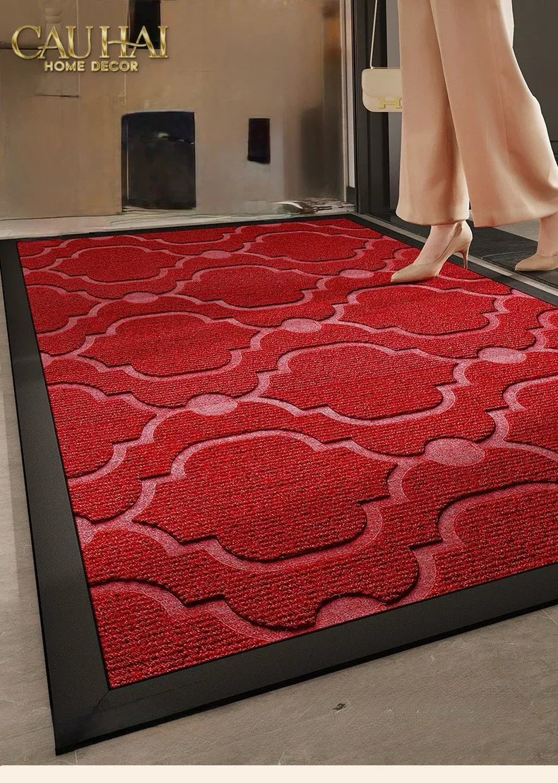 Thảm Ngăn Bụi Sợi Poly Dệt 80x100 Rouge Cannage Bienvenue - Dập Viền Da-THẢM TRẢI SÀN-CẬU HAI HOME DECOR-CẬU HAI HOME DECOR