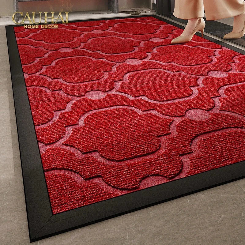 Thảm Ngăn Bụi Sợi Poly Dệt 80x100 Rouge Cannage Bienvenue - Dập Viền Da-THẢM TRẢI SÀN-CẬU HAI HOME DECOR-CẬU HAI HOME DECOR